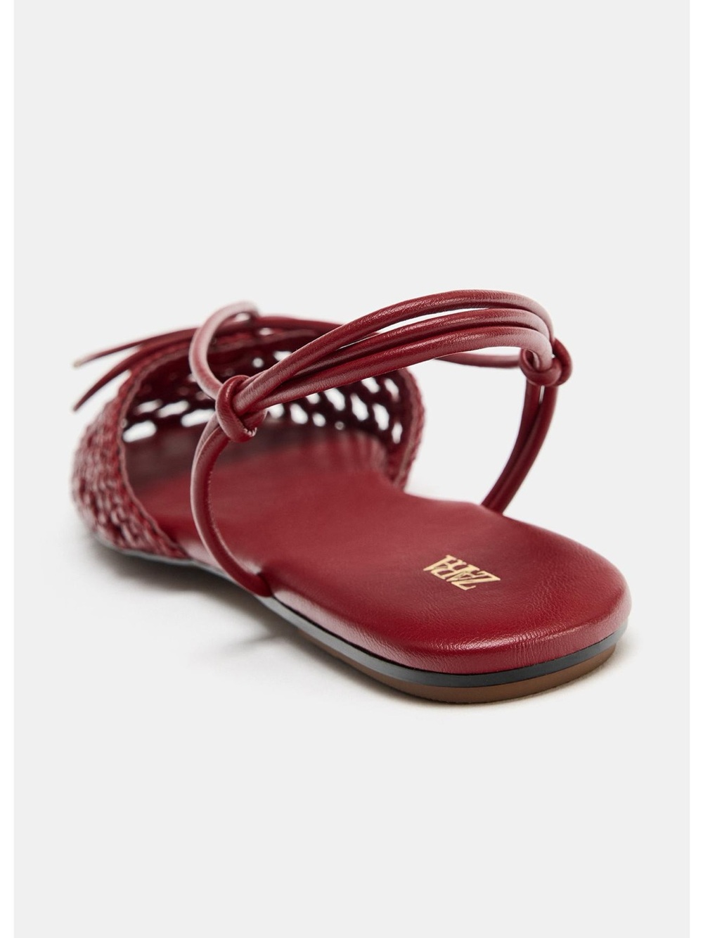 Zara Woven Slingback Fisherman Flat Sandals Burgundy Red NWT - Picture 4 of 9